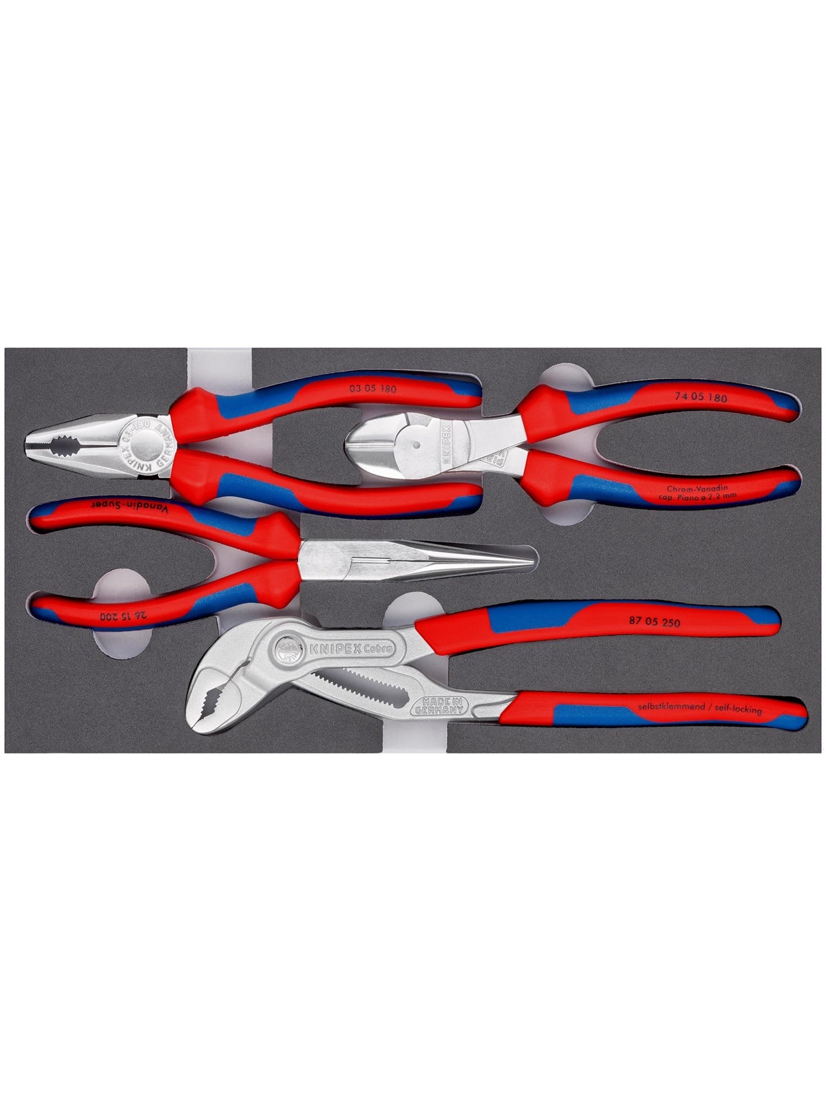 KNIPEX Zangen-Sets, in Schaumstoffeinlage