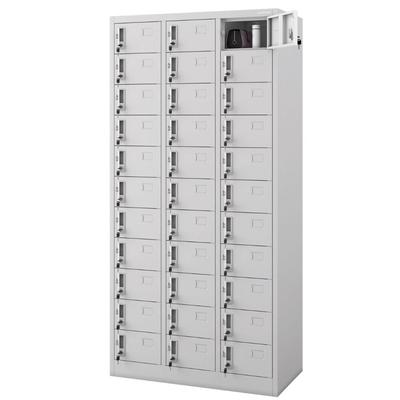 Jan Nowak Schließfachschrank Spind OLIVER 33 Fächer, Etikettenhalter | Wertfachschrank Umkleideschrank Metall Kleiderspind, 185x90x45cm Grau