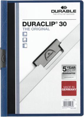 Durable Klemmmappe Duraclip, DIN A4, Kunststoff, mit Clip, dunkelblau