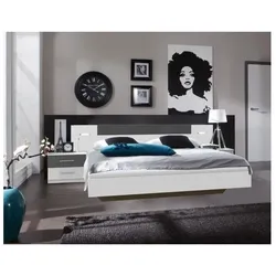 Wimex, Bett, RHODES Erwachsenenbett mit 2 Nachttischen und 2 Leselampen - 160 x 200 cm - Weiss / Graphit (160 x 200 cm)