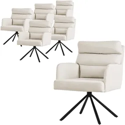 ESSZIMMERSTUHL 6er Set drehbar Beige Stoffbezug