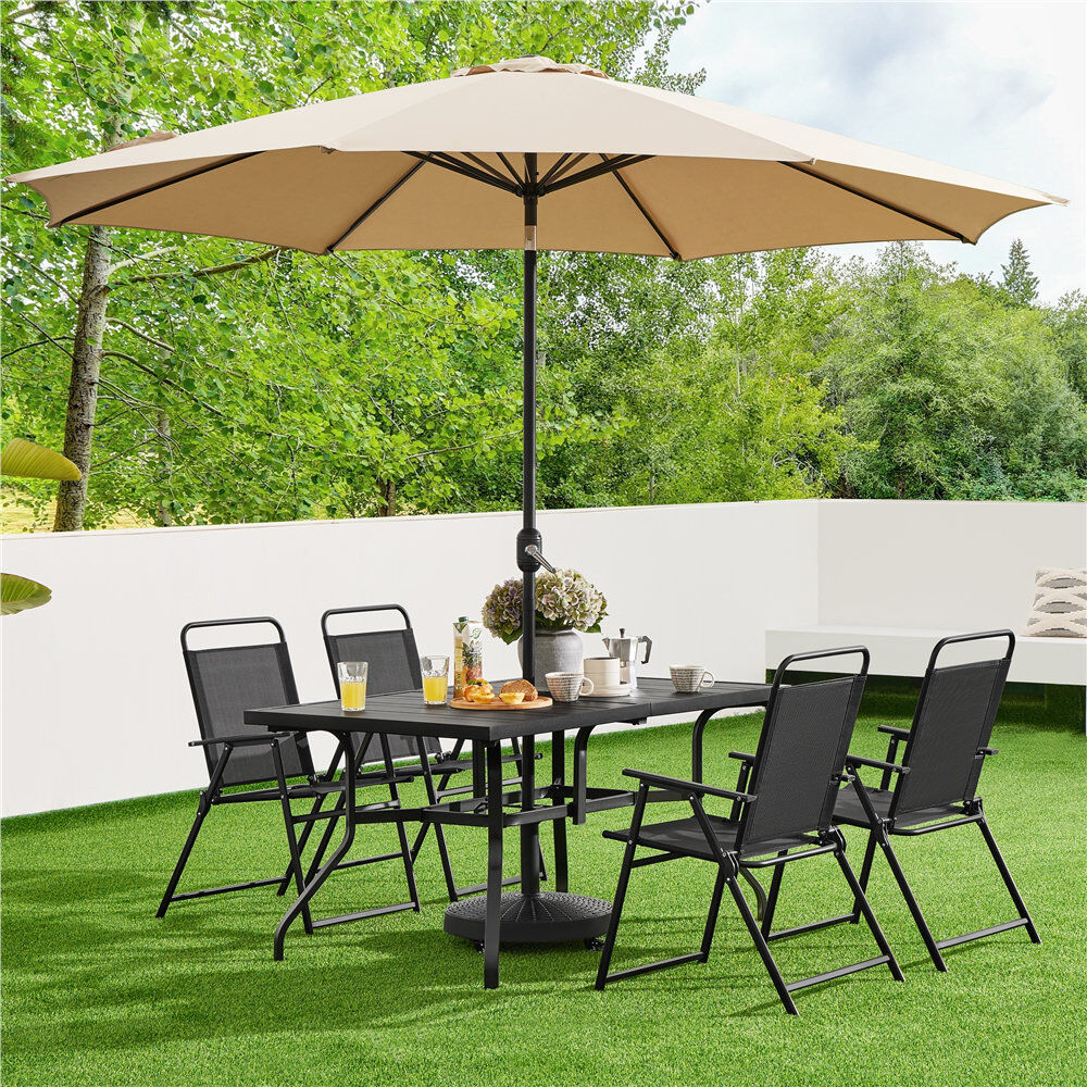 Yaheetech Foldable Outdoor Patio Dining Armchair Black 94cm H X 67cm W X 52.5cm D