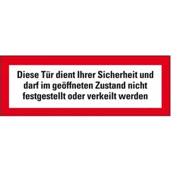 Aufkleber I Feuerwehrschild Diese Tür dient Ihrer Sicherh. ..., Folie, selbstklebend, 297x105mm, DIN 4066