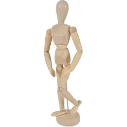 Holzpuppe auf Ständer - Verstellbare Glieder für künstlerisches Zeichnen & Skizzieren von Proportionen - 30 cm Höhe - Ideal für Künstler & Dekoration