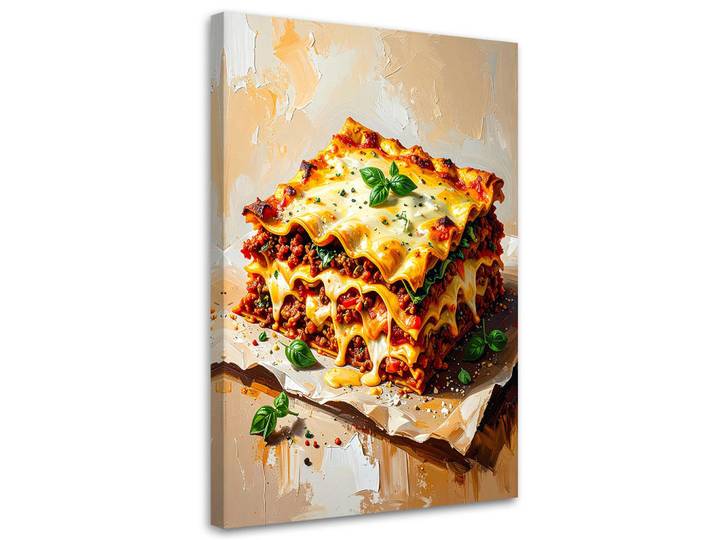 Feeby Leinwandbild Lasagne Essen 70x100cm, Beige, Essen/Getränk, Rechteckig, 70x100 cm, Bilder & Rahmen, Bilder, Leinwandbilder