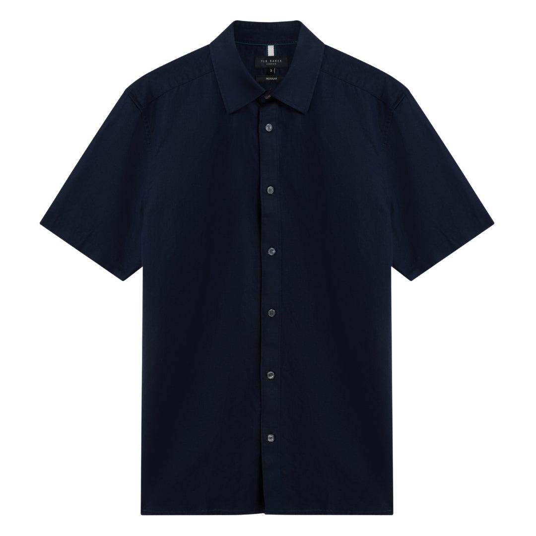 Ted Baker Zebra Regular Navy Leinenhemd