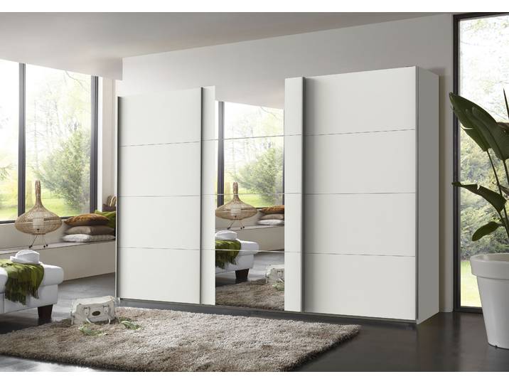 Schwebetürenschrank WIMEX Bern Schiebetürenschrank , weiss (weiß, alu), B:313cm H:210cm T:64cm, Holzwerkstoff, Schränke, Schwebetürenschrank, Schrank mit zusätzlicher Innenausstattung, Garderobe
