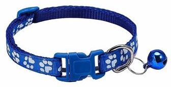 Uplift Treasures Adjustable Safety Bell Ring Necklace Pet Colorful Paw Print Pet Collar With Bell blue