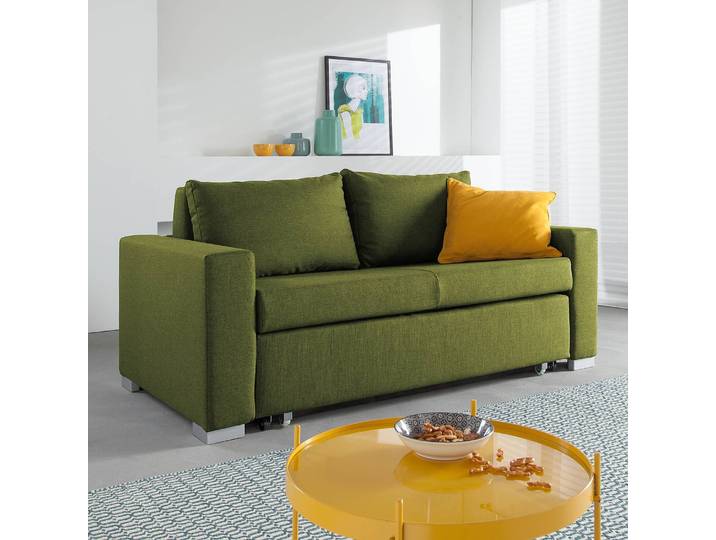 Canapé convertible Basic Vert/Vert Tissu Doran 173cm Avec fonction couchage Moderne