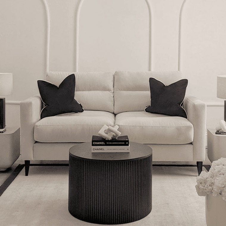 Lisbon Cream Velvet Sofa Range with Stitch Detailing, Love Seat