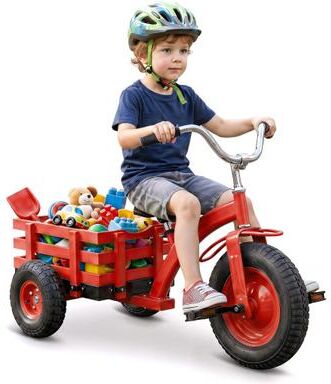 Costway Kids Tricycle with 15 Inch Inflatable Rubber Tires-Red