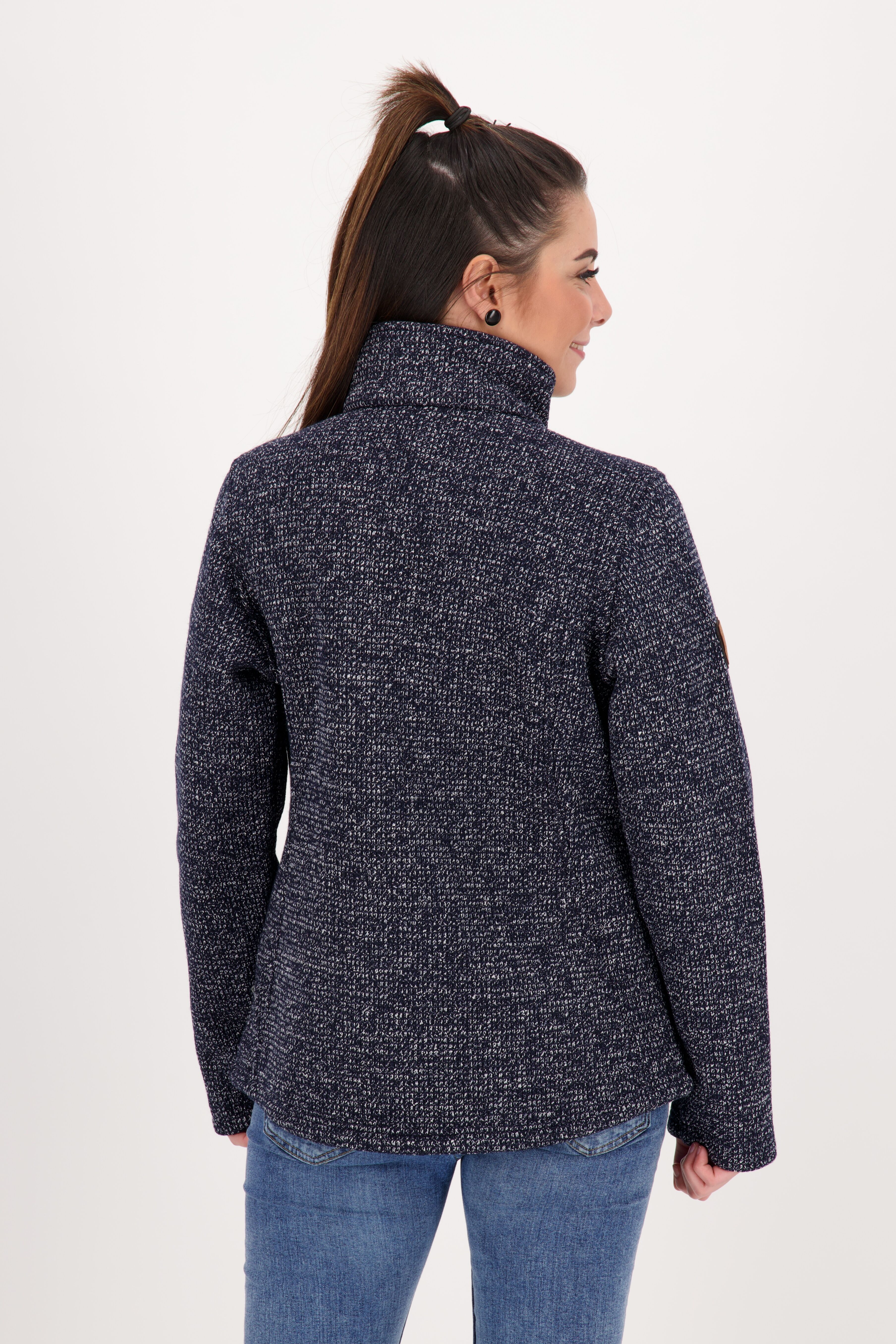 Strickfleecejacke DEPROC ACTIVE "KITTOBE LAKE WOMEN", Damen, Gr. 36 (S), schwarz, Fleece, 100% Polyester, tailliert hüftbedeckend, gerader Abschluss mit Kordelzug, Jacken Strickfleecejacke, Kontrastreissverschluss schwarz 36 (S)