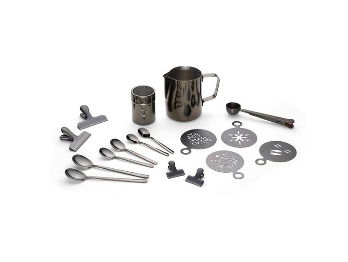 Echtwerk Kaffeeset, Schwarz, Metall, 23-teilig, 600 ml, Geschirr, Geschirrsets, Kaffeeservice