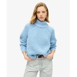 Superdry für Damen. W6110397A Slouchy-Strick-Pullover mit Rollkragen in Blau (M), Lässig, Acryl, Langarm