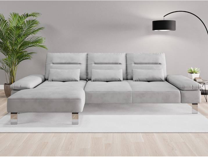 Ecksofa Tokio Nr. 1 links - Grau (Achatgrau) - Vintage Velours