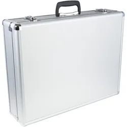 SPRINTIS - Alukoffer mit Schaumstoff, Silber, abschließbarer Universalkoffer aus Aluminium, Außenmaße 56 x 43 x 14 cm, kleiner Transportkoffer mit Schaumstoff, leichter Moderationskoffer leer