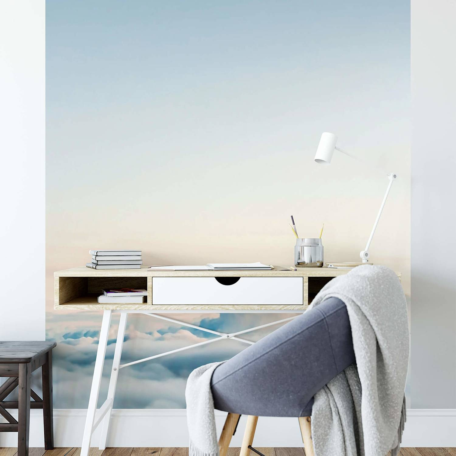 home24 Fotobehang Over the Clouds Blauw Abstract Modern Nature