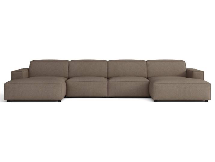 Selsey Sellmo - Ensemble de canapés\, tissu velours marron clair\, 368 cm