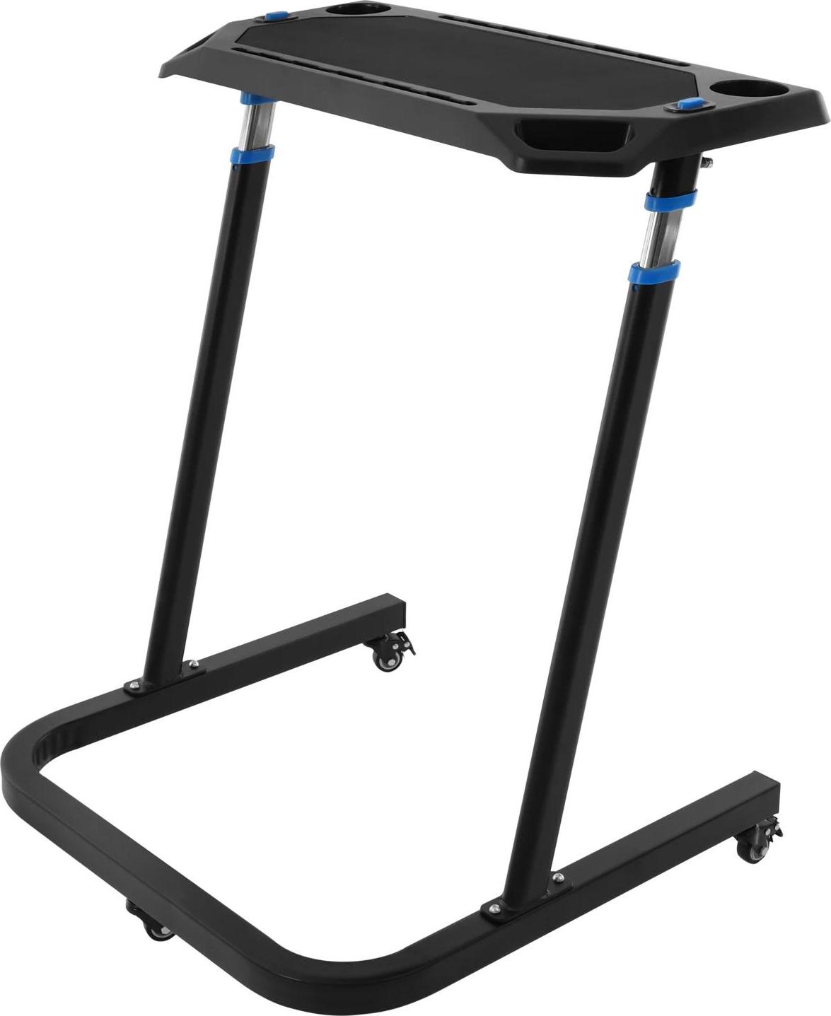Tisch für Indoor-Radtrainer - Laptopständer auf Rollen - Höhenverstellbar - 3 Räder (2 mit Bremse) - 50 kg Tragkraft - Rechteckig - Schwarz