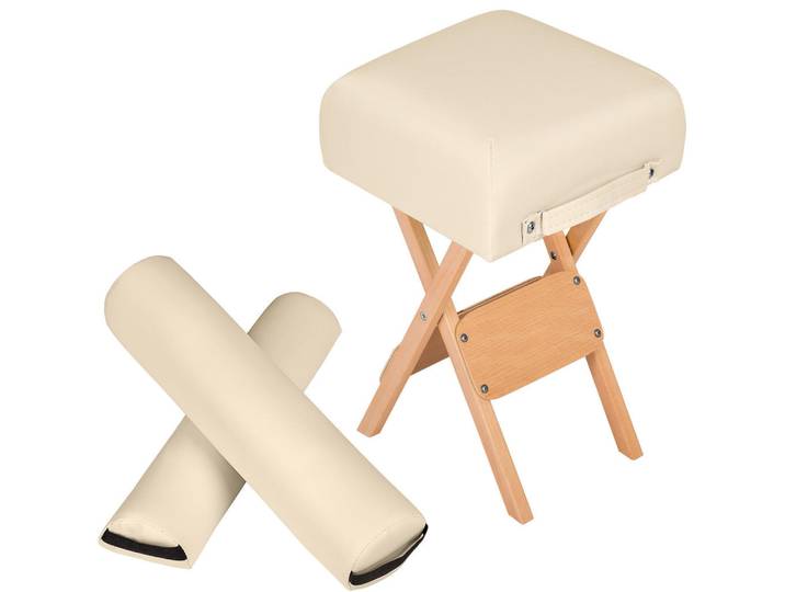 tectake Hocker mit 2 Lagerungsrollen, leichte Reinigung, beige, Beige, 34x54x34 cm, Freizeit & Co, Wellness & Gesundheit, Gesundheit