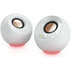 Creative Pebble SE 2.0 USB-C-betriebene PC-Lautsprecher mit RGB-Beleuchtung, Weiss, PC Lautsprecher, Weiss