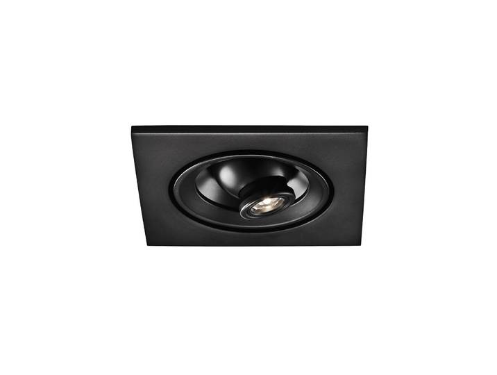 Egger Licht DLS LED-Einbauspot Riga Zooom, eckig, schwarz, 3000K dimmbar, schwarz, für Flurbereich, Aluminium, Modern, Einbauleuchte