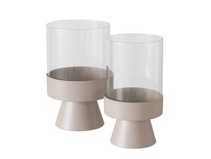 Boltze Home Kerzenhalter aus Glas Pallas, Beige, Rund, 19x29x19 cm, Dekoration, Kerzen & Kerzenhalter, Teelichthalter