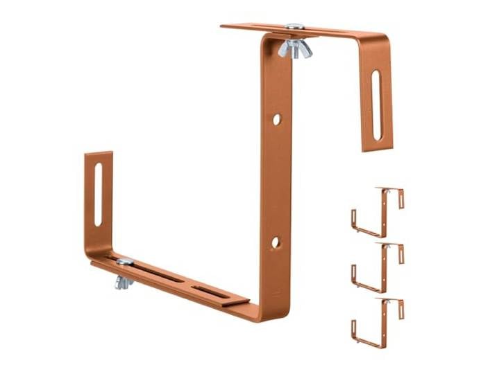 Relaxdays Supports pour jardinières\, Lot de 4\, réglables\, sans perçage\, métal\, pour balustrades\, Marron Clair