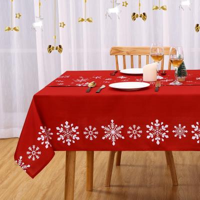 Garvee Classic Christmas Tablecloth Snowflake Trim Design Indoor Outdoor Holiday Table Cover