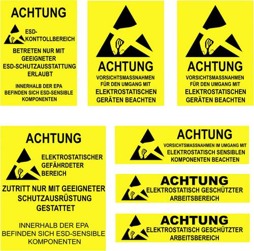 Quadrios ESD-Warnschild Gelb, Schwarz (L x B) 140mm x 140mm