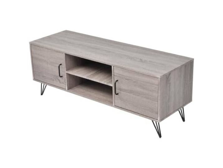 LKJephalotrop TV-Lowboard Grau 120x40x45 cm Fernsehtisch TV-Schrank Rustikales Board für Wohnzimmer & Schlafzimmer mit 4 offenen und geschlossenen Fächern sowie 2 praktischen Kabellöchern.