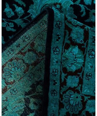 Solo Rugs "Overdyed Hand-Knotted Wool Modern-Contemporary Green Area Rug 3' 1"" x 5' 5"""