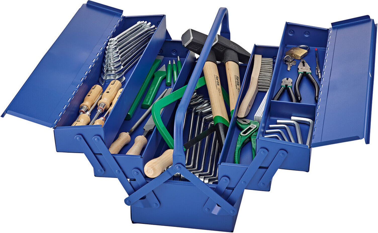 FORTIS Werkzeugsortiment Schlosser 57-teilig Stahlblech-Koffer ; E/D/E (4063726040220)