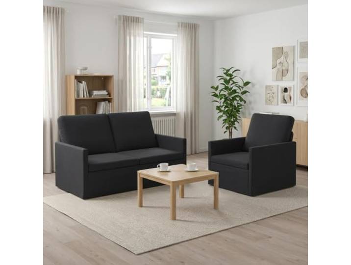 Sofa-Set 2 pcs Schwarz Samt Metallrahmen,Kissenrücken,Schaum-Faserfüllung,Innenbereich,Wohnzimmer,Arbeitszimmer