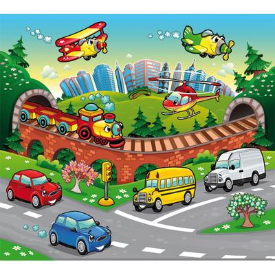 Fototapete PAPERMOON "Kids Travel", bunt, B:3m L:2,23m, Vlies, Tapeten