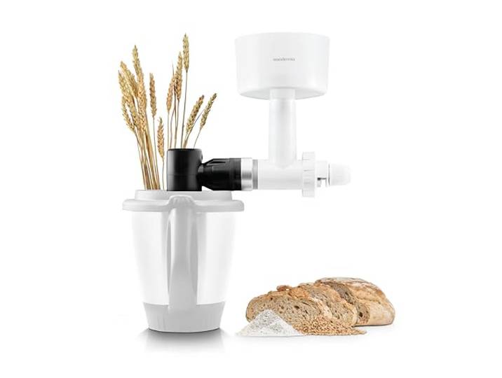 Wundermix - WunderCentix® Achse + Getreidemühlenaufsatz für TM6, TM5 Frisches Mehl, Gewürze & Schrot mahlen, Mahlgrad einstellbar, Getreidemühle für Zuhause