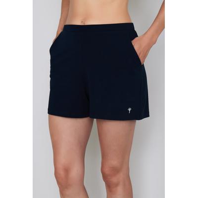 Shorts JOOP "Cosy", Damen, Gr. 42, N-Gr, blau (navy), Jersey, Obermaterial: 95% Baumwolle, 5% Elasthan, unifarben, Basic ca. Mitte Oberschenkel, Hosen Shorts, mit bequemem Stretchbund