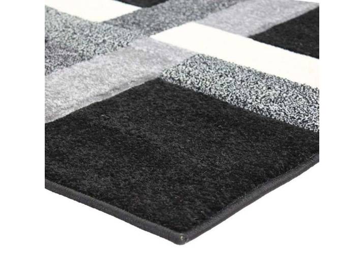 Tapis toucher laineux lignes croisées noir 133x190