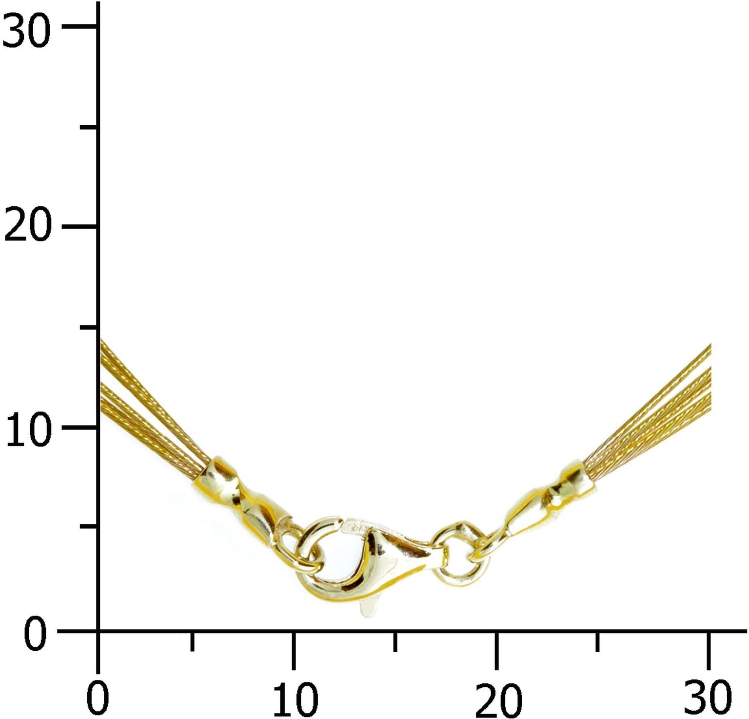 Halsreif OSTSEE-SCHMUCK "- Nyloncollier 5-reihig -goldfarben- - Edelstahl -" Gr. 45, gold (goldfarben, gelb), Halsketten, Damen, 45, Edelstahl
