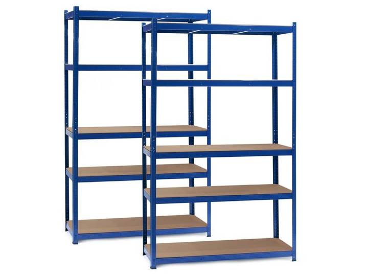 Wiltec Étagère Charges lourdes Jeu de 2 Bleue 120x60x204cm 200kg/Niveau Emboîtable 5 Niveaux
