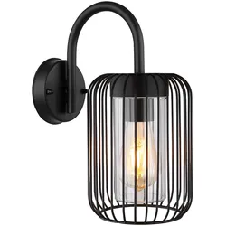 Wandlampe Hauswand Außenwandleuchte Edelstahl Laterne schwarz Terrassenlampe Gartenleuchte , Kunststoff Metall, 1x E27 Fassung, BxH 16x32,5 cm