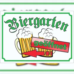 HB-Druck Biergarten links geöffnet Aufkleber A6 (105x148mm)