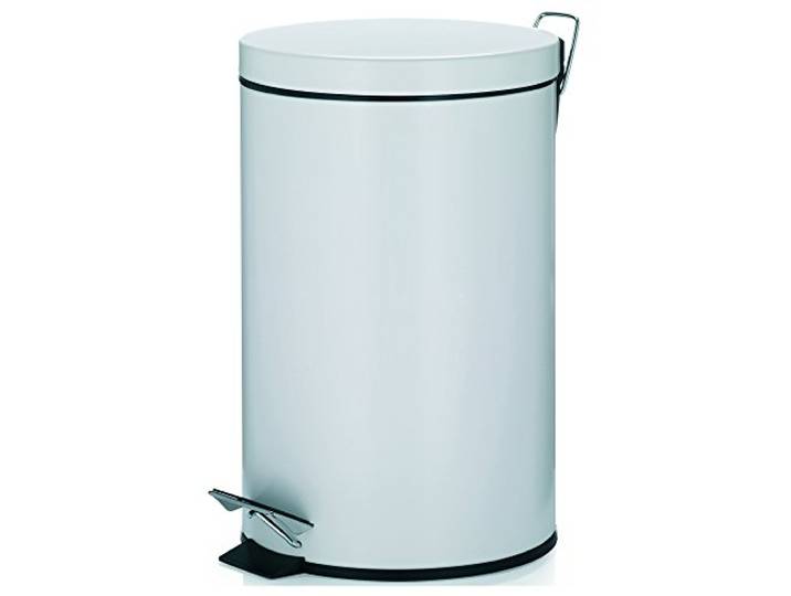kela 10929 Treteimer mit Verschlussdämpfung, Pedalbedienung, 12 L, Edelstahl, Cornell, Weiß Matt, One Size