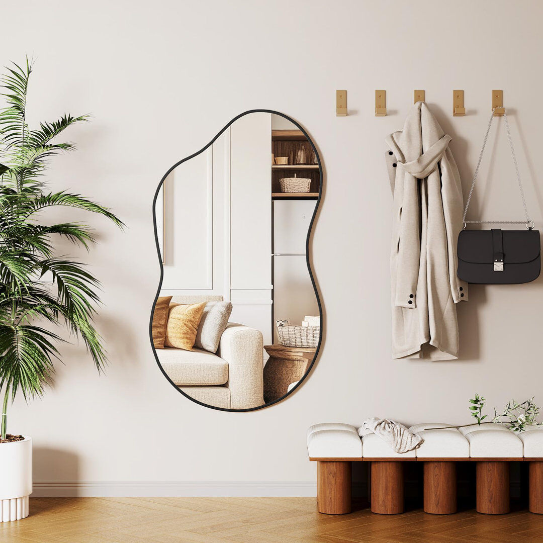 17 Stories Aluminium Leaning and Wall Full Length Mirror Black 91cm H X 50cm W X 2.8cm D