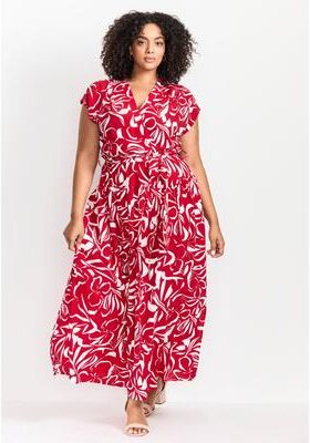 Plus Size Women's Havana Maxi Dress by Avenue in Red Painted Floral (Size 26/28)