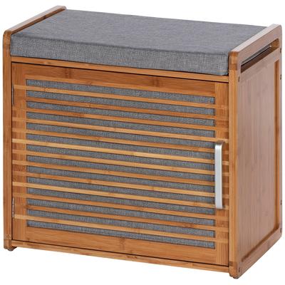Schuhbank WENKO "Bahari", grau (grau, braun), B:50cm H:45cm T:33cm, Bambus, MDF, Polyester, Polyurethan, Sitzbänke, Schuhbank, BxTxH: 50x33x45 cm, aus Bambus