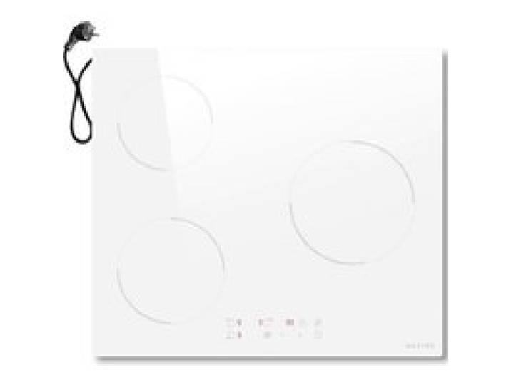 NOXTON Plaque à Induction - 3 Foyers - blanche -VDE - Commande Tactile - Encastrable 60cm - 3500W