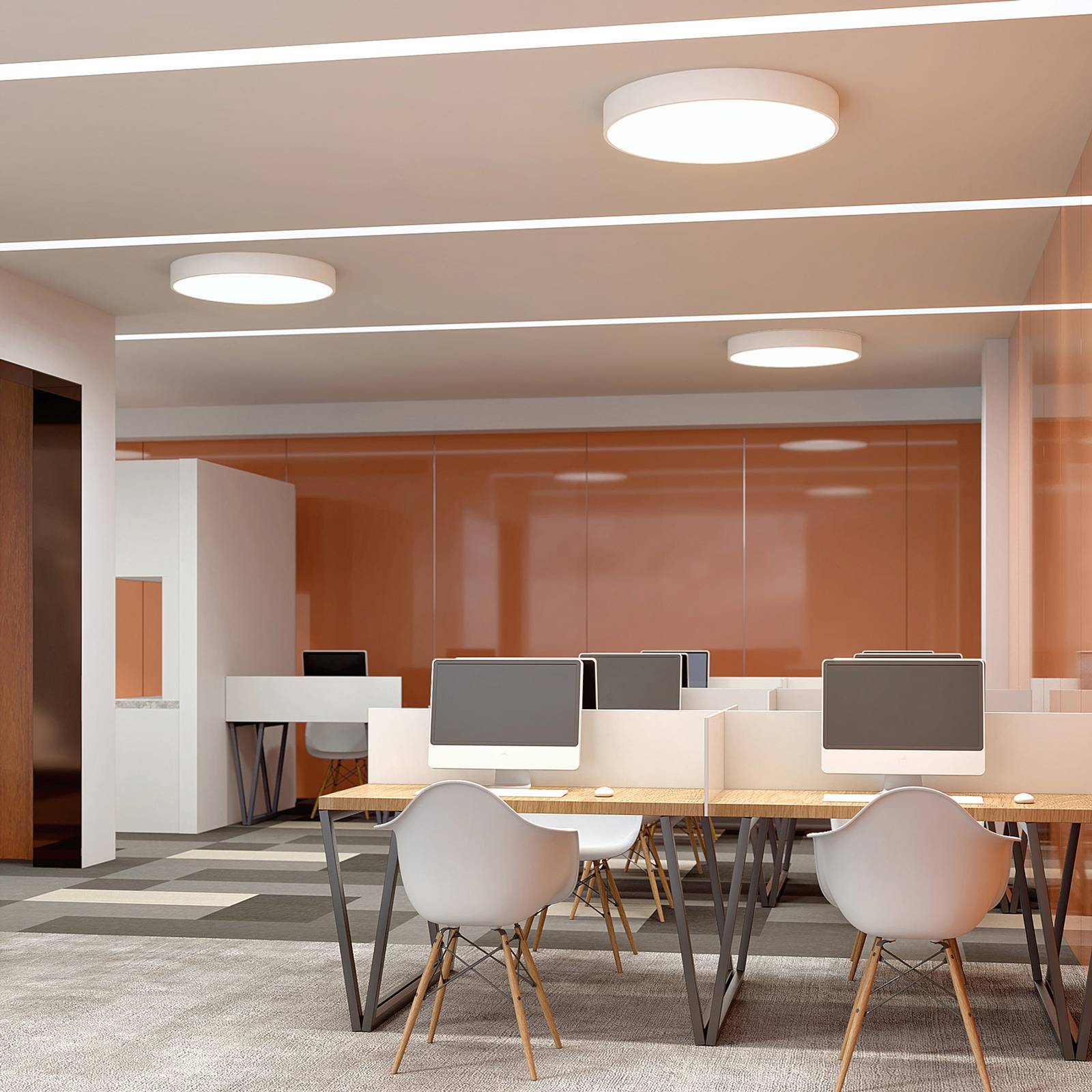 LED Ceiling Light Noabelle Arcchio, dimmable, White / opal, Kitchen, metal, Modern, Ceiling Light