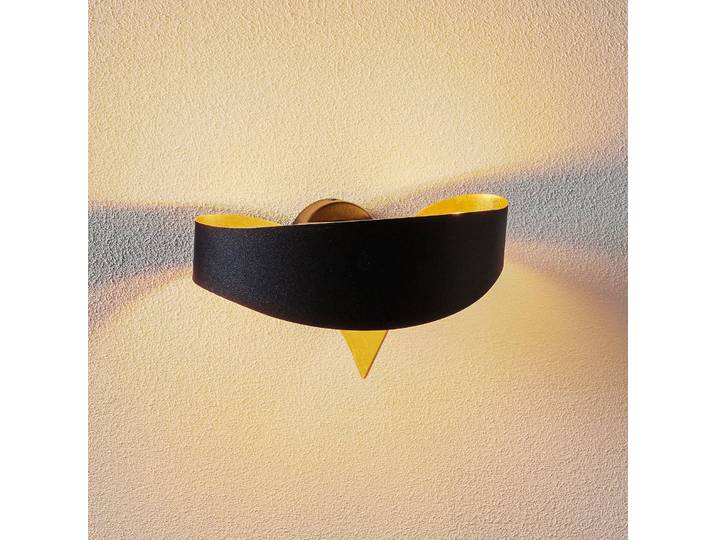 Design wandlamp Scudo, dimbaar, zwart, Hal, metaal, Wandlamp design
