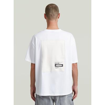 T-Shirt G-STAR "Back Applique Relaxed T-Shirt", Herren, Gr. M, weiß, Obermaterial: 100% Baumwolle, Shirts T-Shirt